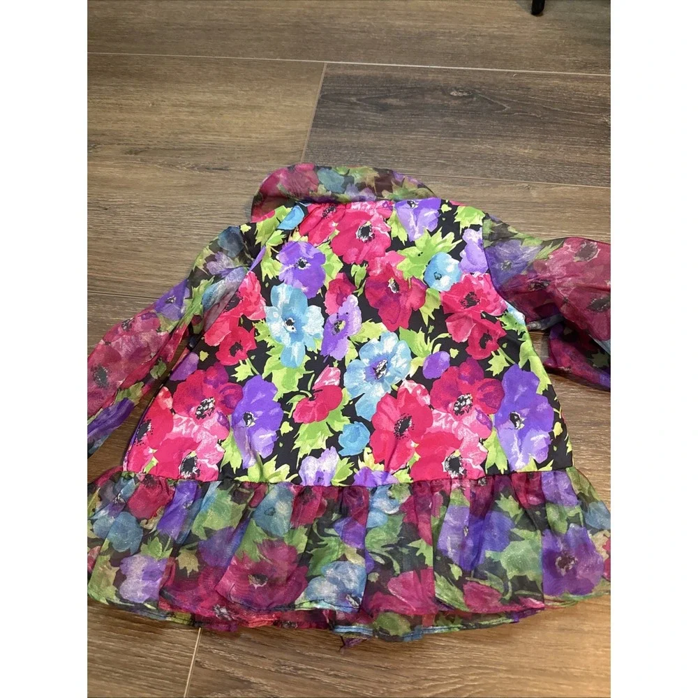 Vintage Girls Miss Quality Floral Peplum Fancy Jacket 1980s 3t